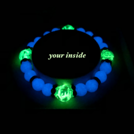 四神獣 夜光彫り 水晶 ルミナスストーン 天然石ブレスレット