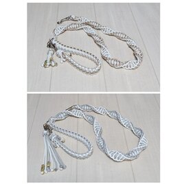 パラコードリード 大型犬用 W ねじり平編みカフェリード 100cm ２カラー８本編み タッセル付き