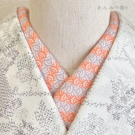 綿の半衿 波パステル