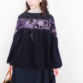 [予約販売] ベロアローズ切替・ブラックコールのニュアンスプルオーバー