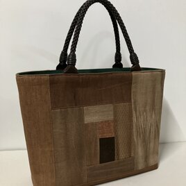 柿渋染め　パッチワーク　トートバッグ