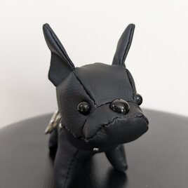 ぬいぐるみ☆キーホルダー☆フレンチブルドック☆合皮レザー☆黒