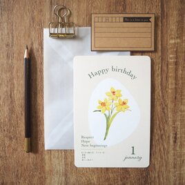 花言葉のバースデーカード【1月スイセン】