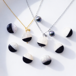 縞瑪瑙による夜明けと明星のネックレス・サージカルステンレス・スライドチェーン　～夜明けの空