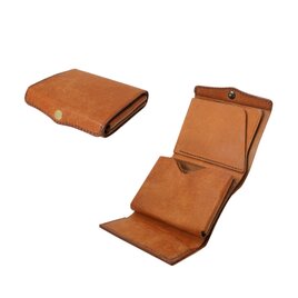 [送料無料] 圧倒的な携行性！カードサイズの極小三つ折り財布『timik ティミック』ライトブラウン