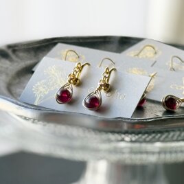 【1月の誕生石】今の私に、静かな情熱を。ロードライトガーネット 一粒イヤリング/ピアス