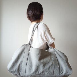 ☆ヴィンテージ加工帆布☆のキャラメルショルダーバッグ　《グレーＬL》