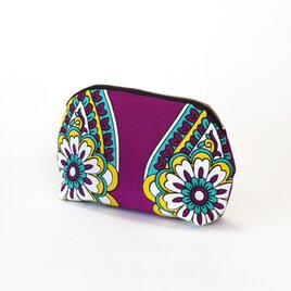 アフリカ布のラウンドポーチ（カンガ）化粧ポーチ ギフト プレゼント 贈り物