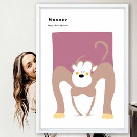 アルファベットM   サル　送料無料 　あらゆるお部屋のポスター　ポスター　アートポスター　アート/sei検索新着順　1920