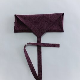 弽づつみ　紬　赤紫　麻の葉