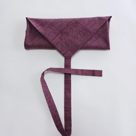 弽づつみ　紬　赤紫　麻の葉