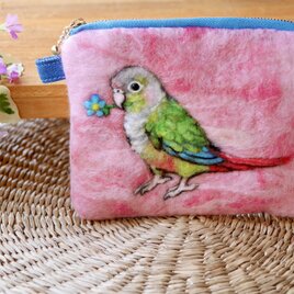 ぷっくら羊毛フェルトのセキセイインコがま口 246 | iichi 日々の