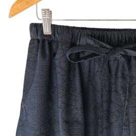 ギャザー紬（紺地舞花文）　　　ポケット〇