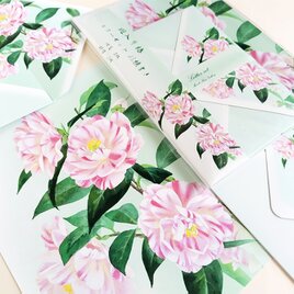 斑入り椿のレターセット A5サイズ横書き