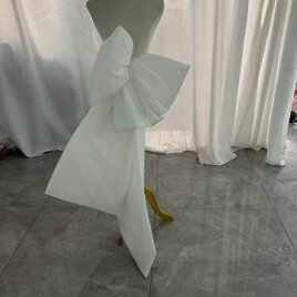 ふっくら柔らかなバックリボン ソフトオーガンジー 取り外し可能な オフホワイト オーダーメイド可能 結婚式