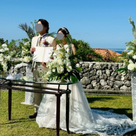 実例写真！オーバースカート リーフ刺繍 ソフトチュール 花嫁/結婚式 ロングトレーン