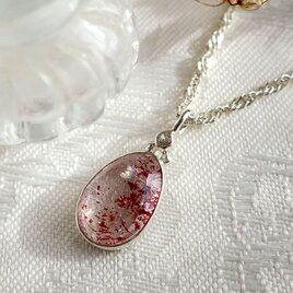 エレスチャル 水晶 天然石ペンダント｜キレイめ・鏡面・レッド｜パーティ・レディース