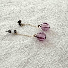 フランスヴィンテージビーズパープルピアス