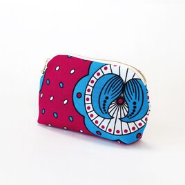 アフリカ布のラウンドポーチ（カンガ）化粧ポーチ ギフト プレゼント 贈り物