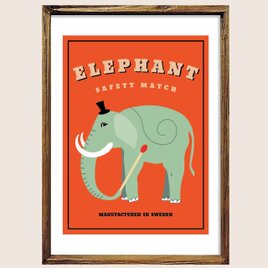 レトロマッチ　ゾウ　送料無料　イラスト　作品3000点以上　ポスター　アートポスター　アート/sei検索新着順　3896