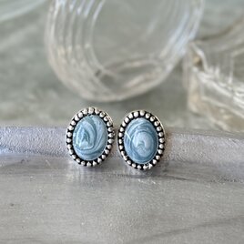 P739-ヴィンテージピアス【Kenneth Cole】 U.S.A. 1980's Ultramarine Marble