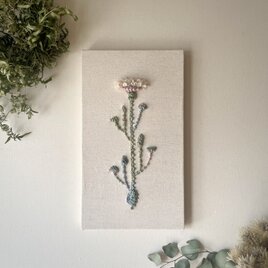 【一点もの】『手紡ぎ糸のお花. f'』手刺繍ファブリックパネル　