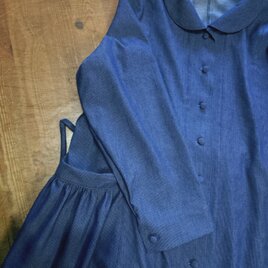 前開きワンピース　インディゴブルー