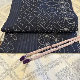 正絹　古布刺し子布なごや帯