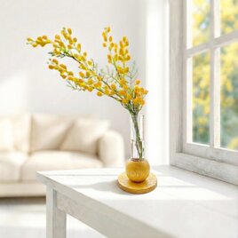 春を告げるミモザの一輪挿し　Spring マジカルウォーター　インテリアフラワー