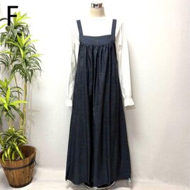 着物リメイク　大島紬ジャンパースカート　ゆったり　フリーサイズ　ギャザー　体型カバー　大人かわいい