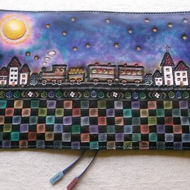 ほぼ日手帳対応　牛革文庫サイズ手帳カバー　刻印＆拭き染め