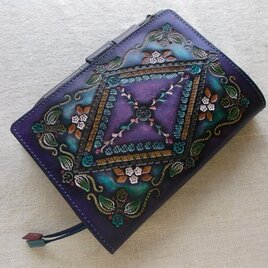 ほぼ日手帳対応　牛革文庫サイズ手帳カバー　刻印＆拭き染め