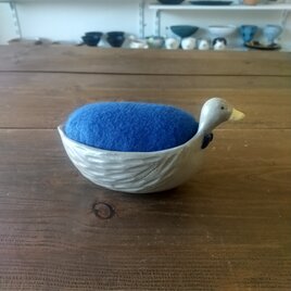 ピンクッション針山（鴨②）待針10本付き