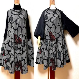 絞りのアンサンブルワンピース　着物リメイク