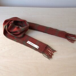 ホームスパン・カシミヤプチマフラー　茜格子