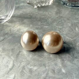 YMA3-【 MARVELLA 】マーヴェラ・ヴィンテージイヤリング 1950's Greige Faux Pearl