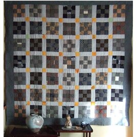 ★パッチワークキルト：ナインパッチのタペストリーPatchwork Quilt: Nine Patch Tapestry