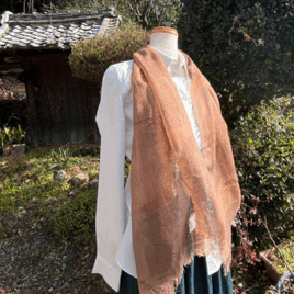 播州織 柿渋染めストール　K23075