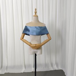 取り外しオフショルダー ブルーグレー ミカドサテン 編み上げ お色直し