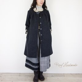 【早得5%OFF】[予約販売]チャコールウールと切り絵フラワーヨーク切替コート 卒園卒業式 入学式 フォーマル　