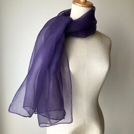 草木染めシルクオーガンジーストール＊ログウッドパープル