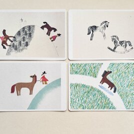 うまの絵柄のポストカード12種セット