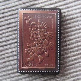 フランス　チョコレート切手ブローチ10697