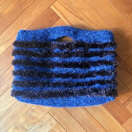 くったりしたトートバッグ/ブラウン×ブルー