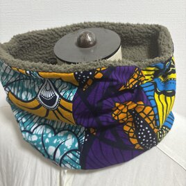 ✳︎ハンドメイド✳︎ふわふわネックウォーマーアフリカン生地パッチワークファＥ広幅