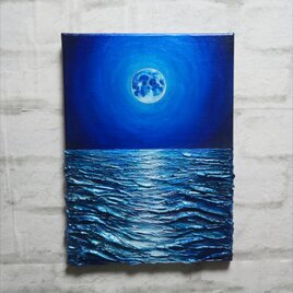 油絵 油彩 油彩画 絵 絵画 【青い月】F4号