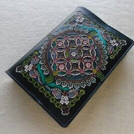 文庫サイズブックカバー 刻印、拭き染め 牛革