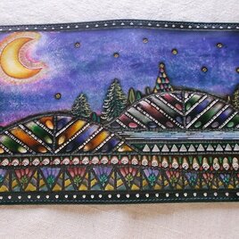 文庫サイズブックカバー 刻印、拭き染め 牛革