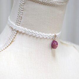 【受注製作】レジンアート　マーキスモチーフとタティングレースとサテンリボンのチョーカー〈屍骨と花〉