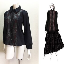 【1点もの・デザイン画付き】高級シルクウール切り替えブラウス（KOJI TOYODA）